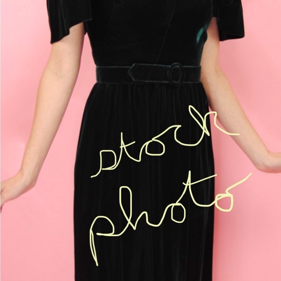 Vintage 70's 80's, Act 1 New York, Emerald Green Forrest Green Velvet Dress - Picture 10 of 13